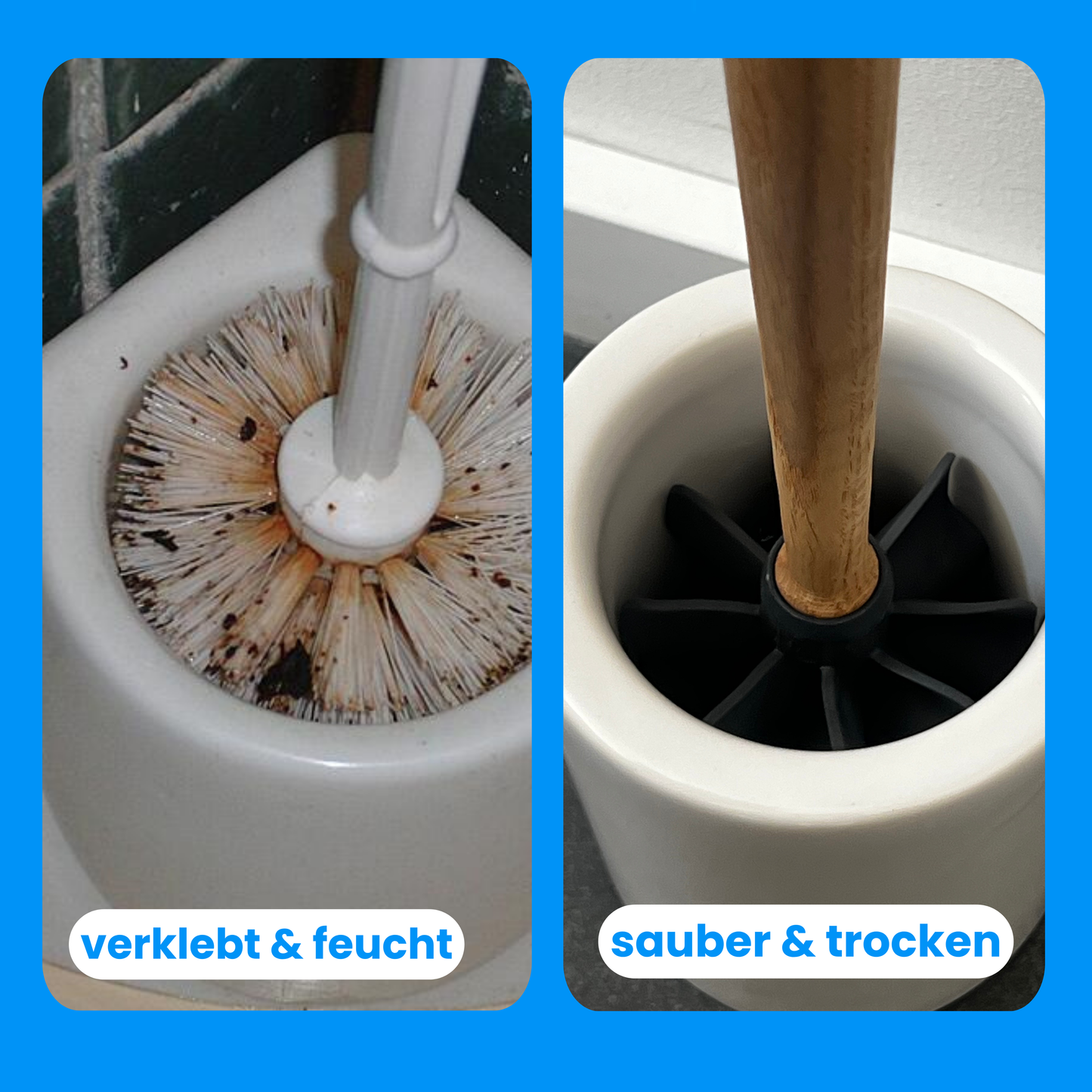Toilettenbürste WOODLINE Set Keramik weiss + Randfeger