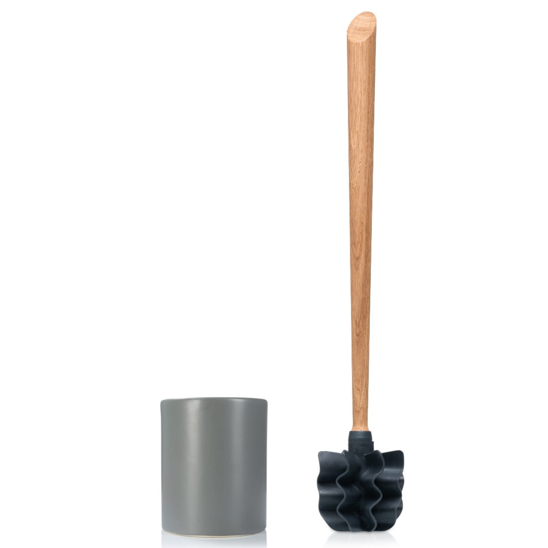 Toilet brush WOODLINE set ceramic grey