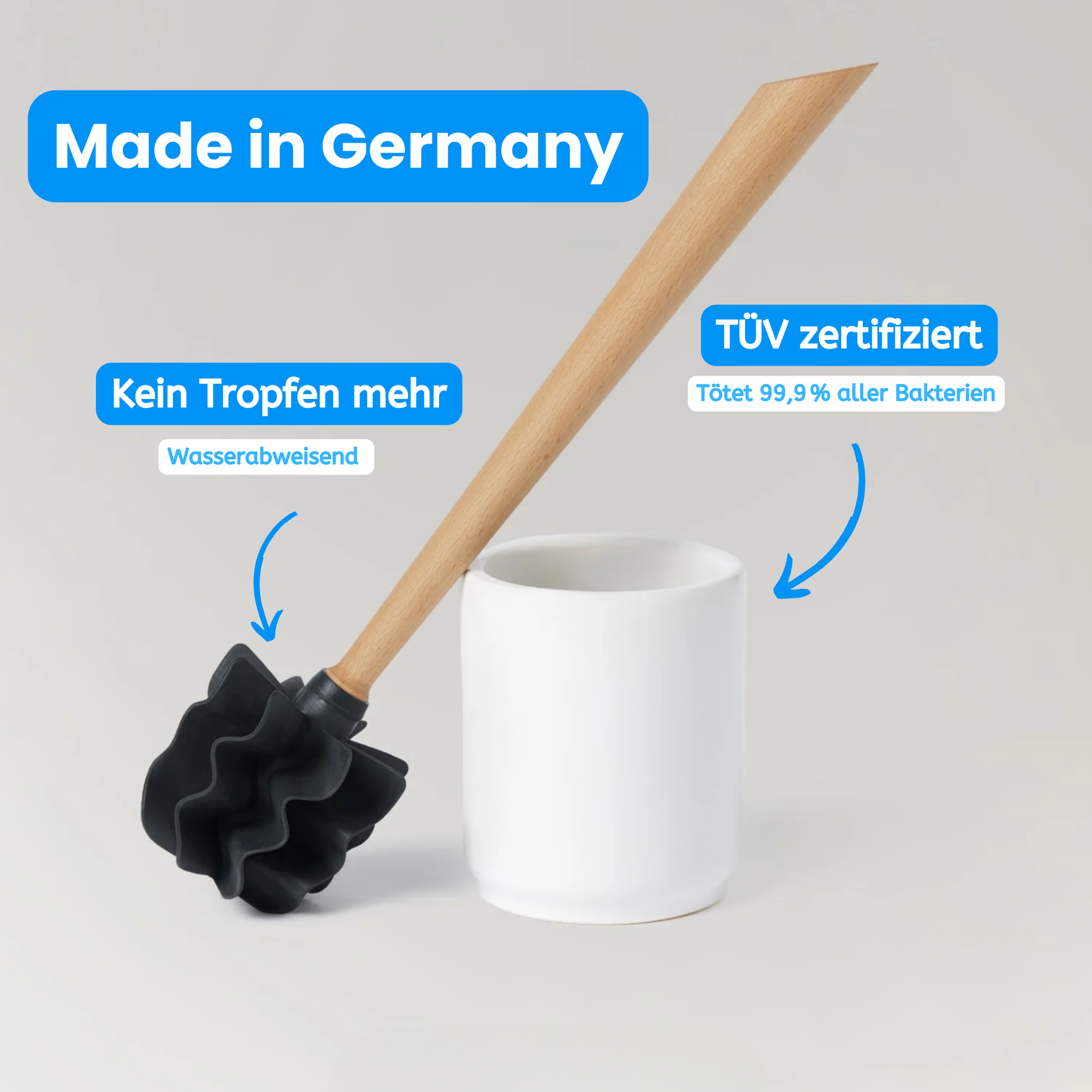 Toilettenbürste WOODLINE Set Keramik weiss + Randfeger
