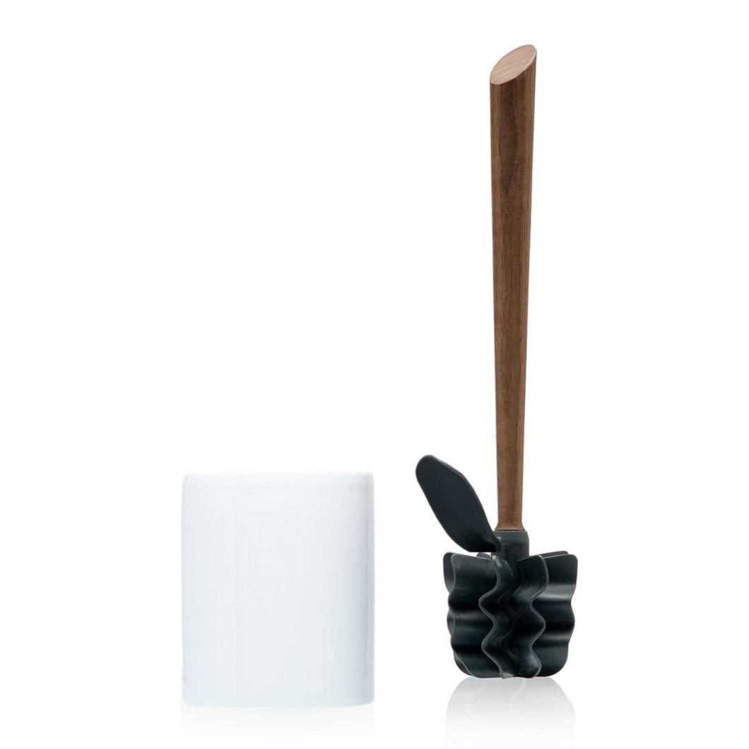 Toilettenbürste WOODLINE Set Keramik weiss + Randfeger