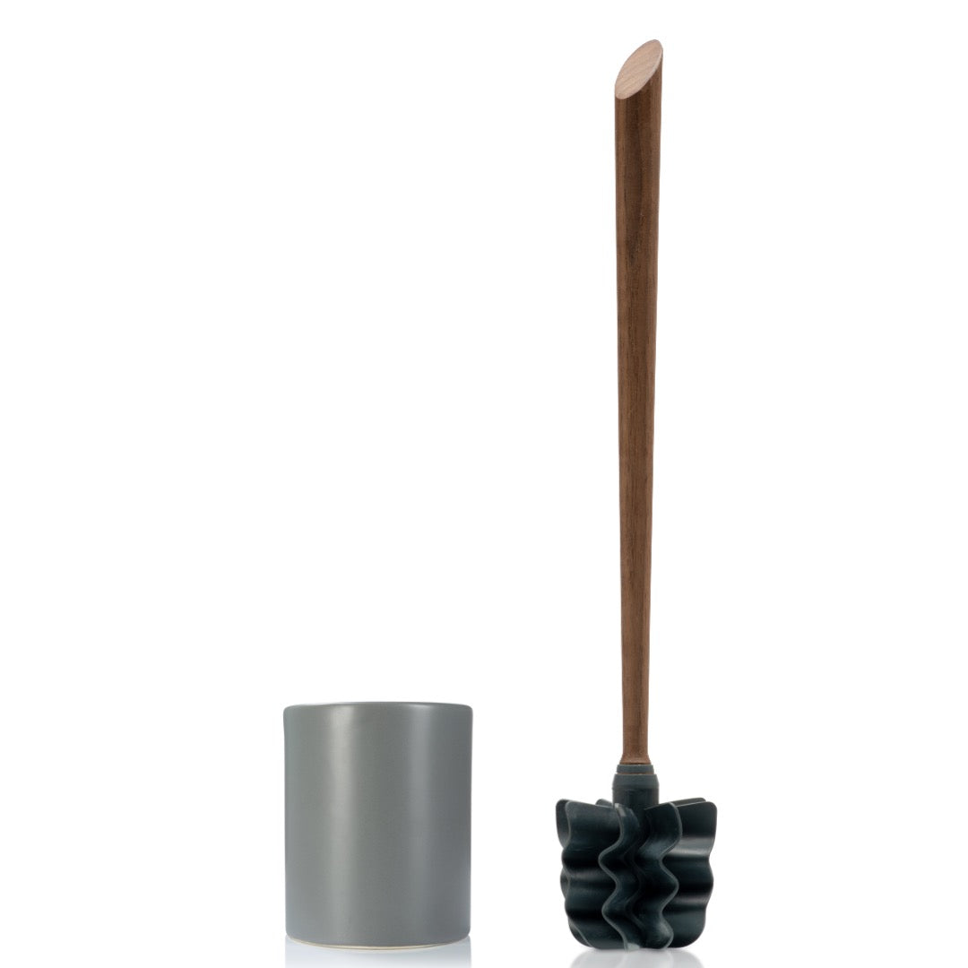 Toilet brush WOODLINE set ceramic grey