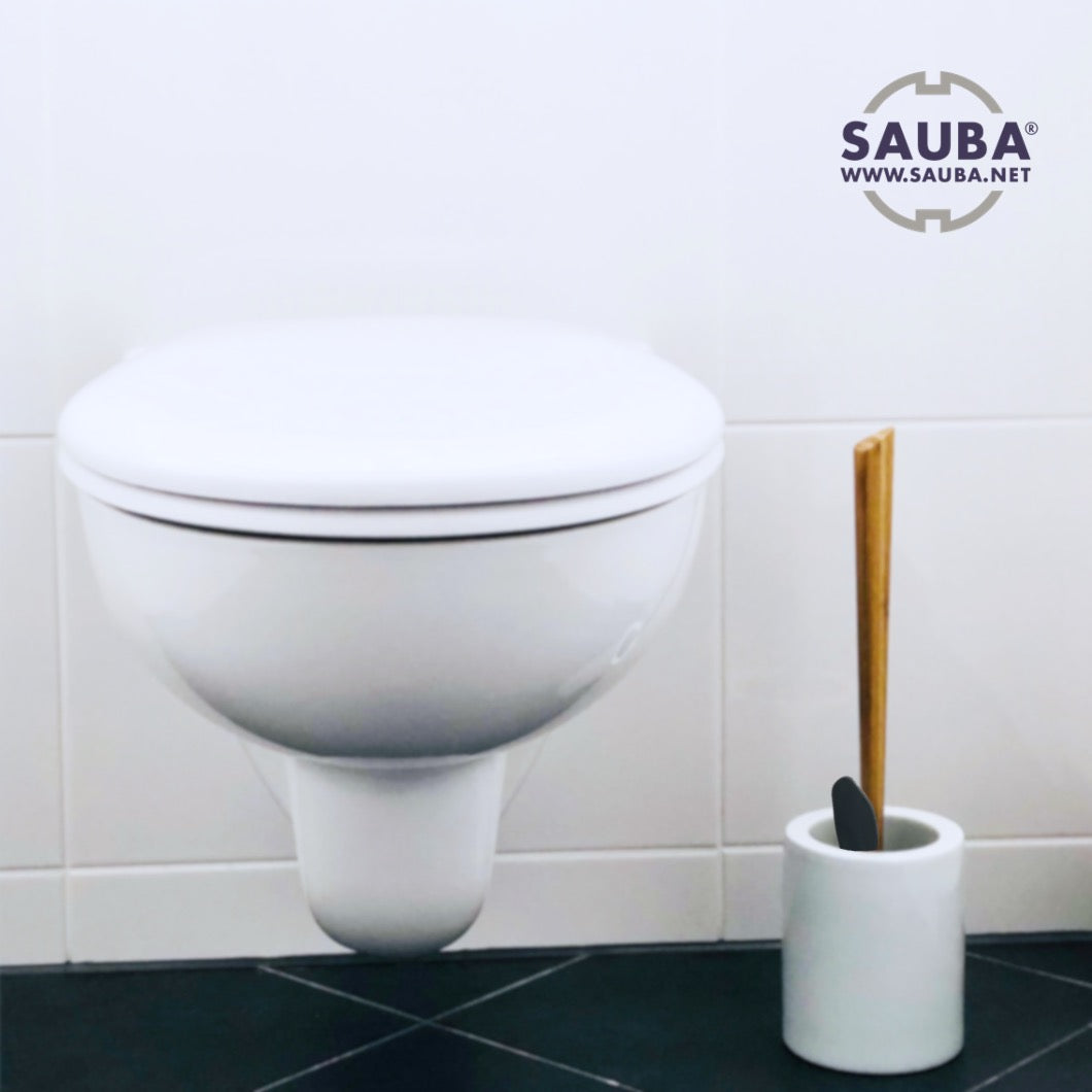 Toilettenbürste WOODLINE Set Keramik weiss + Randfeger