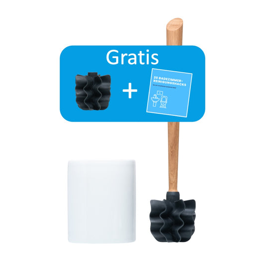 Toilettenbürste WOODLINE Set Keramik + gratis Wechselkopf + gratis EBook