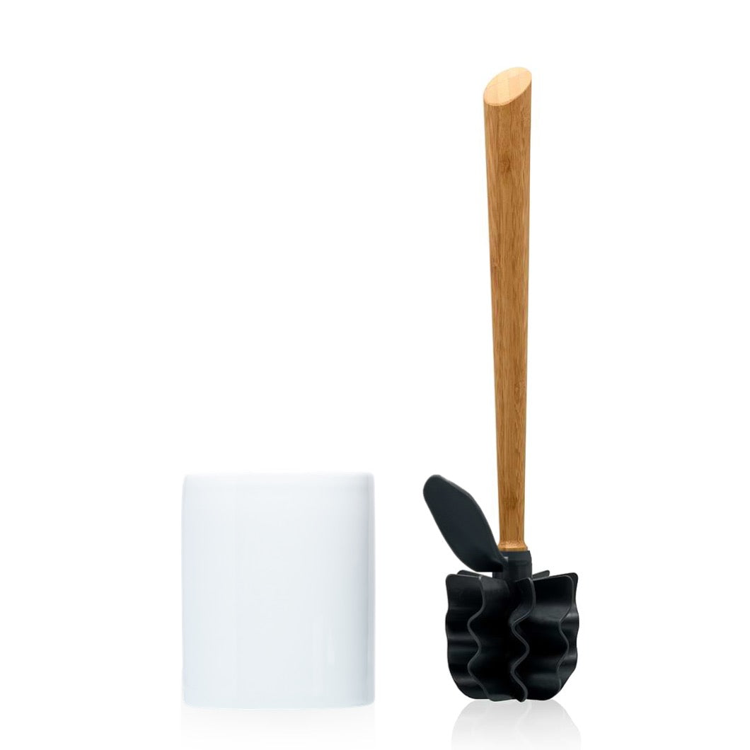 Toilettenbürste WOODLINE Set Keramik weiss + Randfeger
