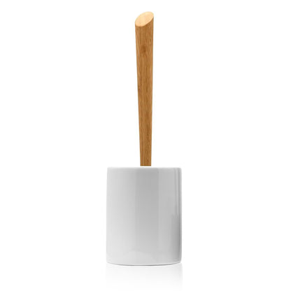 Toilettenbürste mit Griff aus Bambus im Keramiktopf