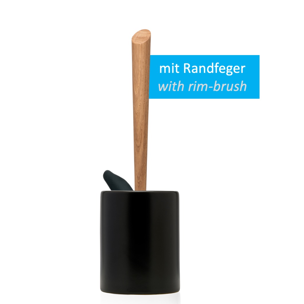 Toilettenbürste WOODLINE Set Keramik schwarz + Randfeger