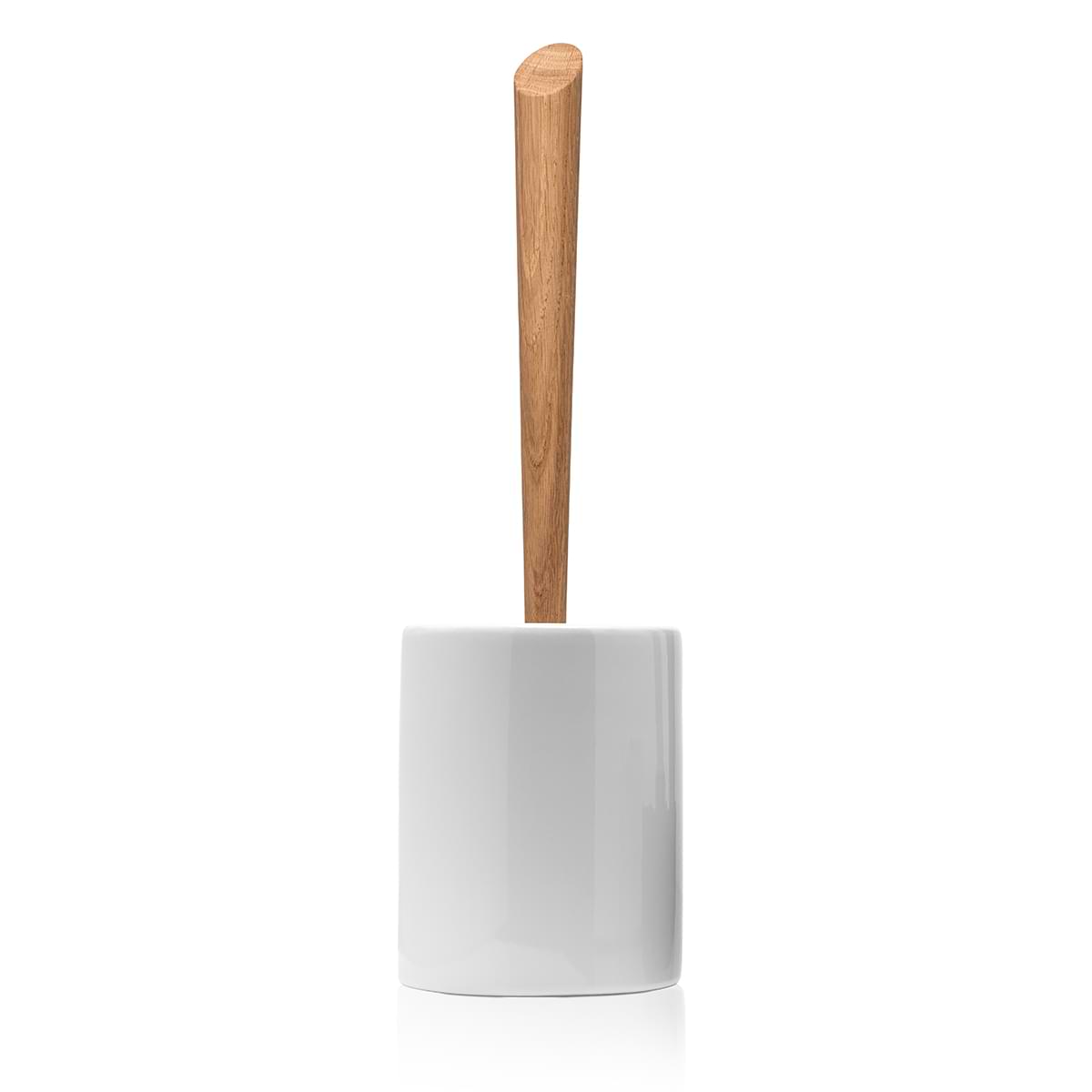WC-Bürste Holz & Keramik weiß – LOOWY WOODLINE