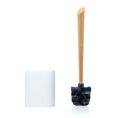 Sparset: Toilettenbürste WOODLINE Keramik weiss + Toilettenpapier
