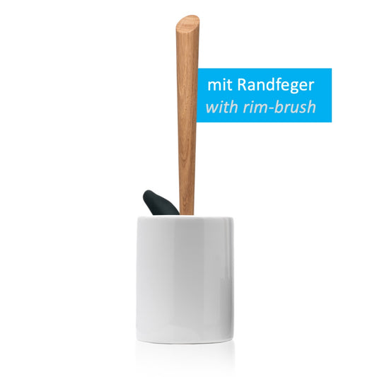 Toilettenbürste WOODLINE Set Keramik weiss + Randfeger